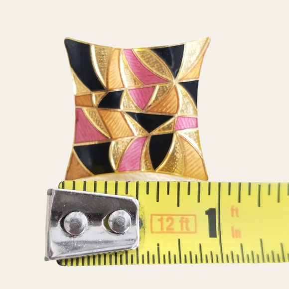 Vintage Gold Metallic Enamel Pierced Post Earrings - Picture 6 of 15